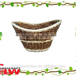Seagrass and Maize Laundry Basket,boat Shaped Basket,storage Basket,fruit Basket thumbnail-1