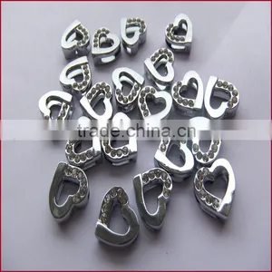 Special Price 10mm Half Rhinestone Heart Slide Charms for Pet Collar thumbnail-1