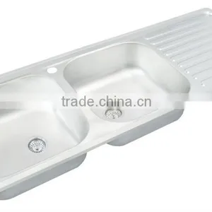 1200*440mm XAL12044 Double Bowl Stainless Steel Sink Satin Mat or Polish Finish for South America thumbnail-1