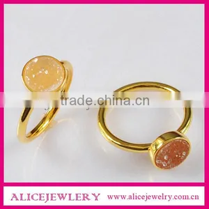 Round Druzy RIng Fine 925 Silver Ring With Natural Agate Druzy thumbnail-1
