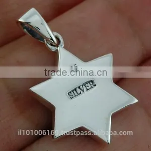 Black Onyx Star of David Mens Silver Pendant, P19 thumbnail-4