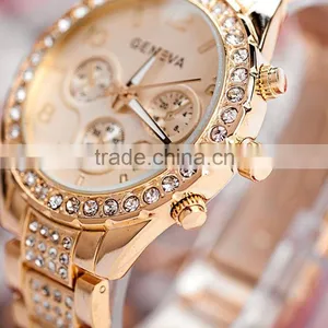 Diamond Geneva Watches Women Stainless Steel Quartz Watch Military Crystal Gold Watches Relogio Feminino Montre Femme thumbnail-5