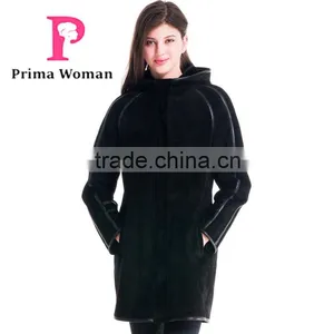 2015 Winter Women Medium Length Slim Fit Coat With Hat Overcoat thumbnail-2