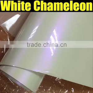 Pearl White Car Wrap Film 1.52*20m With Air Free Bubbles , Chameleon Pearl White to Purple Car Wrap Film thumbnail-1