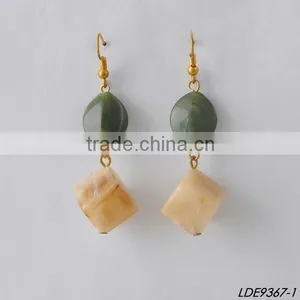 Delicate Resin Oval and Cube Earrings thumbnail-2