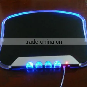 Multifunction Usb Mouse Pad Blue LED Light Mousepad Mouse Pad Mat + 4 Ports USB HUB for PC Laptop Computer thumbnail-1
