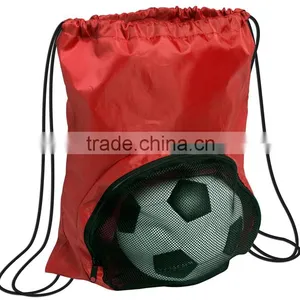 2016 Soccer High Quality Promotional Nylon Drawstring Bag Nylon Drawstring Backpack thumbnail-1