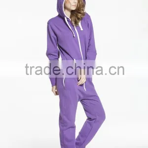 OEM Adult Solid Purple Onesie Ladies Semi-fitted Jumpsuit thumbnail-1