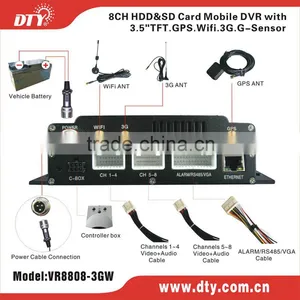 Shenzhen DTY Factory Produce Vehicle Mobile DVR 8ch With GPS 3G Wifi,school Bus Dvr,VR8808-3G thumbnail-1