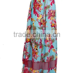Floral Print Latest Skirt Design Pictures Long Skirt Apparel for 18-45 Years Old Women thumbnail-2