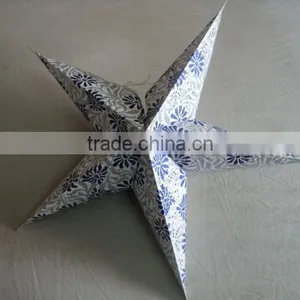 White Glitter Printed Paper Star Lanterns New thumbnail-1