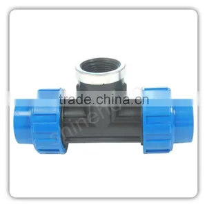 90 Degree Female Tee Comp x Fem. Thread 20x1/2"- 110x4" Compression Fittings thumbnail-1