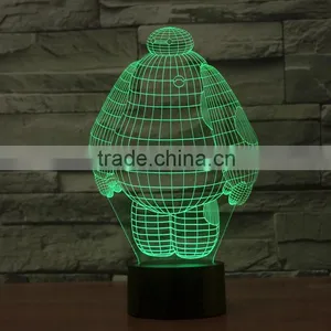 Wholesale Baymax LED 3D Illusion Night Light Lamp, Acrylic Decorative With 7 Colors Multicor Changing thumbnail-3