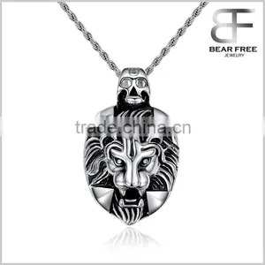 Lion King Tribal Biker Mens Stainless Steel Necklace Pendant Silver 24 Inch Chain thumbnail-1