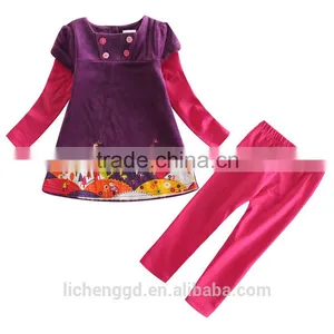 (H3589) Purple 12M - 5Y Nova Guang Zhou Factory Wholesale Girls Dress Sets Baby Toddler Clothing thumbnail-1