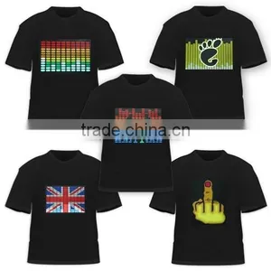 2016 Sound Activated LED T-Shirt EL Light Up Flashing Multi Design Perfect For Parties, Prom, Gifts thumbnail-2