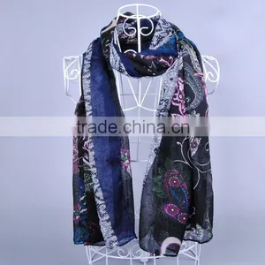 Women Fashion Bohemia Pattern Scarf Voile Scarves 180*90 Pashmina Shawls Muslim thumbnail-4