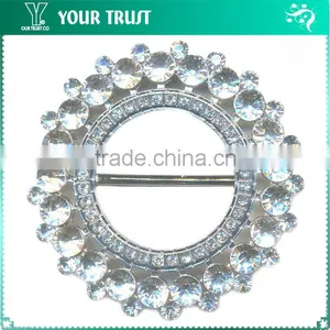 3MM 5MM 8MM Clear Cystal Rhinestone Round Frame Rhodium Metal Belt Buckle thumbnail-1