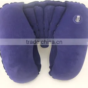 Travel Inflatable PVC Flocking Neck Pillow With Bag /custom Logo Print/U-shape thumbnail-6