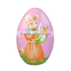 Decorative Easter Egg Shape Uesd Tin With Bright Color and Fancy Pattern Tin Gift thumbnail-4