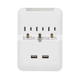 3 Outlets USB Wall Adapter With Surge Protected thumbnail-1