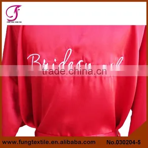 030203 Short Design Embroidered Words Personalized Silk Satin Woman Short Robe thumbnail-6