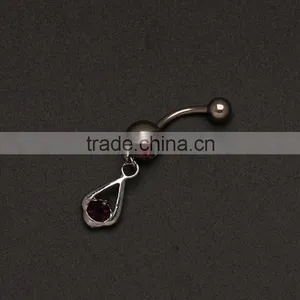 Fashionable 14 Gauge Surgical Steel Gem Paved Body Jewelry Vibrating Navel Rings thumbnail-2