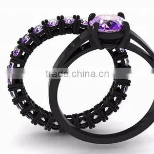 Simple Design Antique Ring Amythest Couple Ring Sets For Lovers thumbnail-2