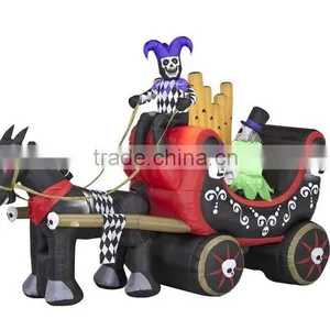Animatronic Circus Wagon Halloween Inflatable Outdoor Jester Skull thumbnail-1