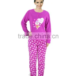 Kevince Women Polar Fleece Pyjamas Set Love Snow 1000pcs up OEM Factory Directly thumbnail-1