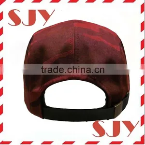 Flat Brim Classic Genuine Leather Strap 5 Panel Hat Cap thumbnail-3