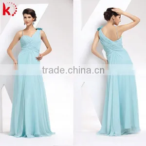 One Shoulder Sweet Heart Ruffle Maxi Dress Backless Blue Evening Dresses thumbnail-1