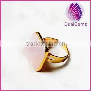 New Arrival Natural Pyramid Rose Quartz Druzy Ring thumbnail-1