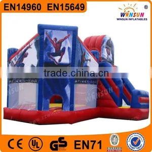 EN14960 Durable 0.55mm Plato PVC Spiderman Inflatable Bounce House thumbnail-1