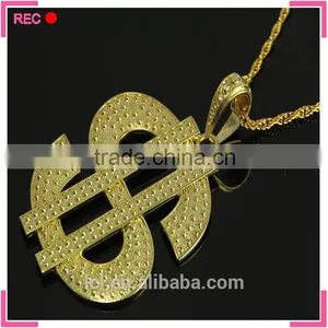 Fashionable New Design Women Necklace, Dollar Shaped Pendant Imitation Gold Necklace Designs Girls thumbnail-1