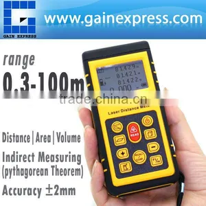 Digital 100M Laser Range Finder Distance Meter/ w/ +/-2mm Accuracy Length, Area, Volume, Width, Clearance, Pythagorean Theorem thumbnail-1
