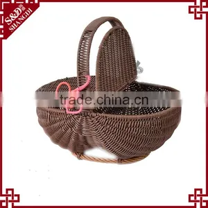 S.D Washing Plastic Rattan Fruit and Gift Basket With Single Handle thumbnail-3