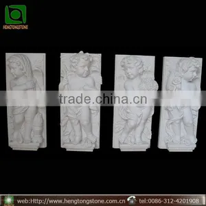 Hand Carved White Marble Boy Relief Sculpture thumbnail-1