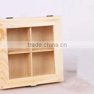 Recycled Wooden Tea Storage Box With Clear Glass Lid thumbnail-3