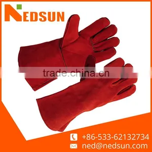 Regular Type Cow Split Red Leather Gloves for Welding thumbnail-1