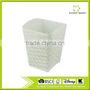 White Arc-shape Metal Punched Spray Open Top Trash Can thumbnail-1