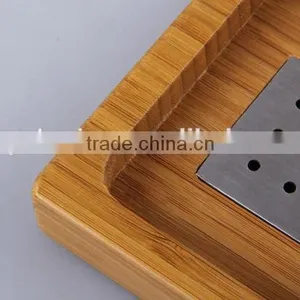 Square Bamboo and Stainless Steel Soap Dishes thumbnail-2