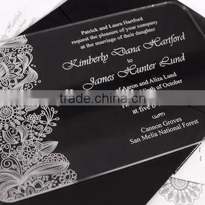 2017 Acrylic Happy Event Wedding Invitation Card Printing Laser Cut Invitation Card thumbnail-2