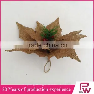 Bulk Buy Linen Poinsettia Flower Christmas Decorations thumbnail-4