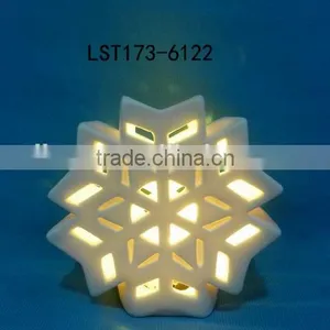 White Bisque Ceramic Christmas Tree Ornaments Wiht Led Light thumbnail-4