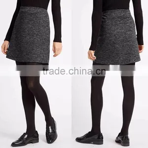 Wholesale Custom Made in China Women Fashion Textured A-Line Tight Mini Skirt With Wool thumbnail-1