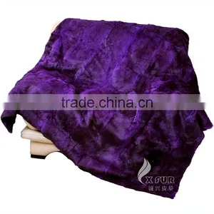 CX-D-08J Super Quality Winter Warm Real Rabbit Fur Wholesale China Blankets thumbnail-5