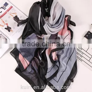 2016 Fashion Bandana Luxury Scarve Woman Brand 100% Silk Scarf With Flower Print Women Shawl High Quality Print thumbnail-1