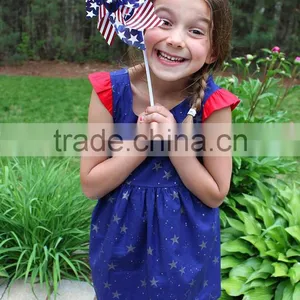 4th Of July Girls Cotton Frock Designs Ruffled Dress Summer thumbnail-5