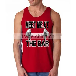 Custom Fashion Design Printed Wholesale Mens 100% Cotton Gym Tank Top thumbnail-4